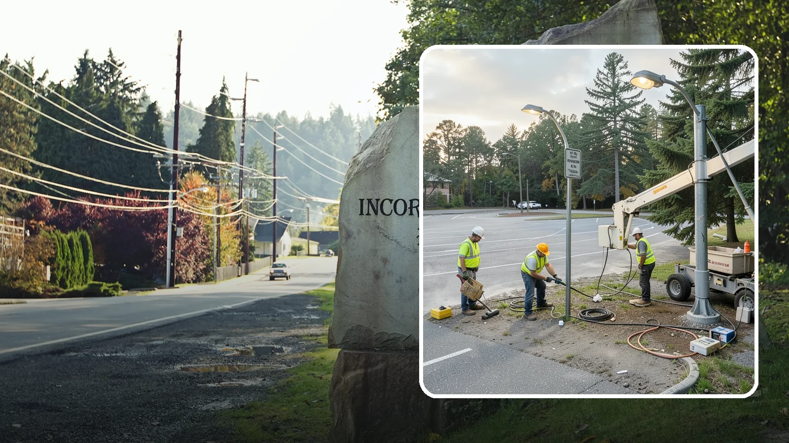 Parking Lot Lighting in Wilkeson, Pierce County, WA - Maintenance and repair of pole-mounted parking lot lighting at public facilities and transit sites.