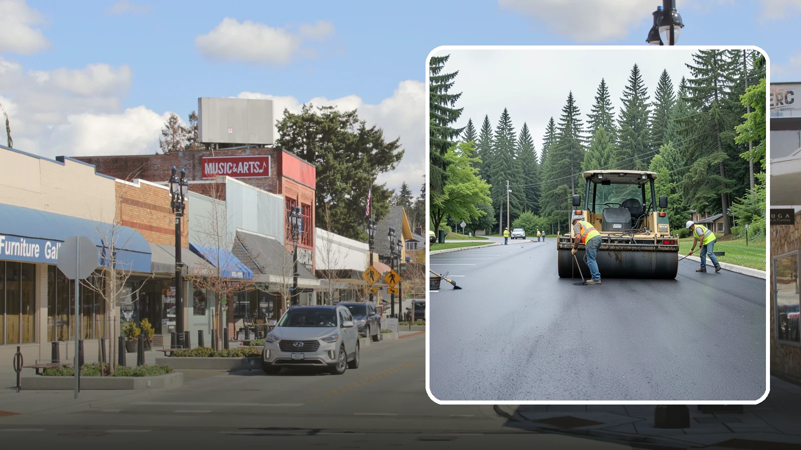 Parking Lot Paving in Bothell, King County, WA - Full-depth and overlay paving for municipal parking lots at facilities, parks, and transit sites.
