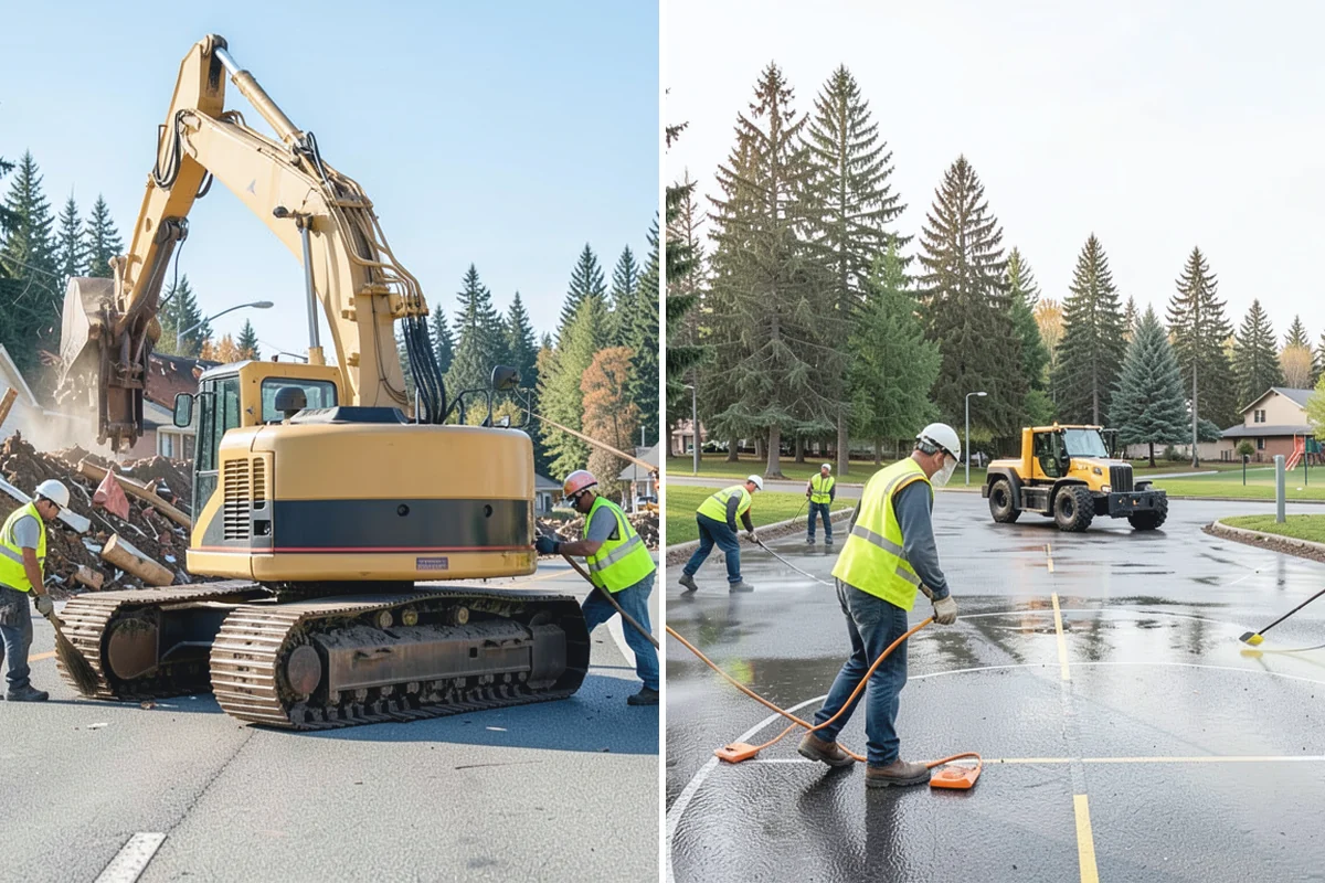 Parking Lot Paving in Buckley, Pierce County, WA - Grade and build the base to the design section