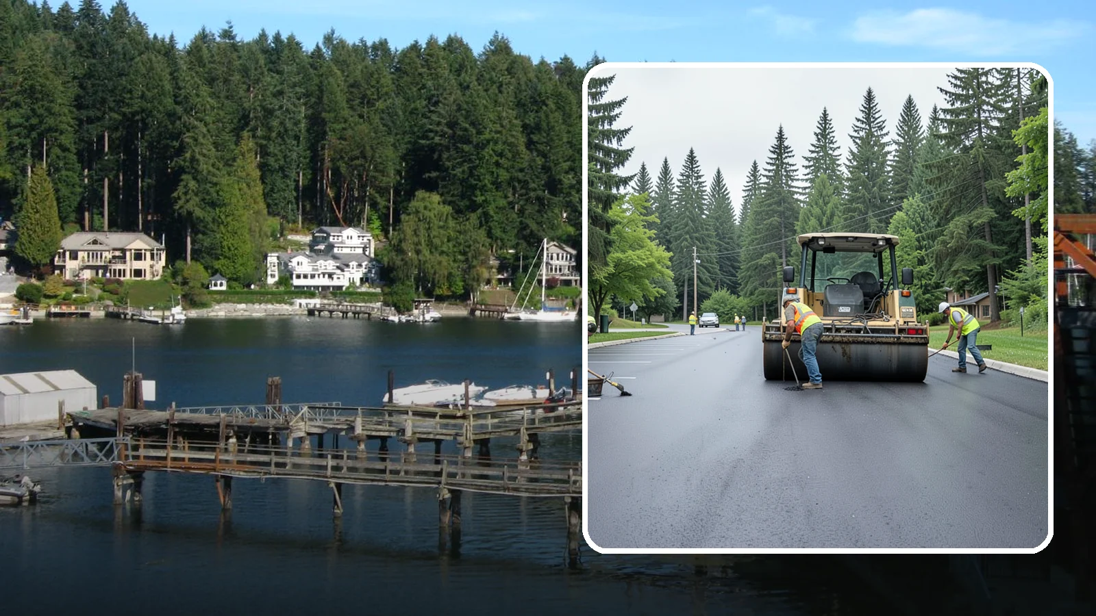 Parking Lot Paving in Gig Harbor, Pierce County, WA - Full-depth and overlay paving for municipal parking lots at facilities, parks, and transit sites.
