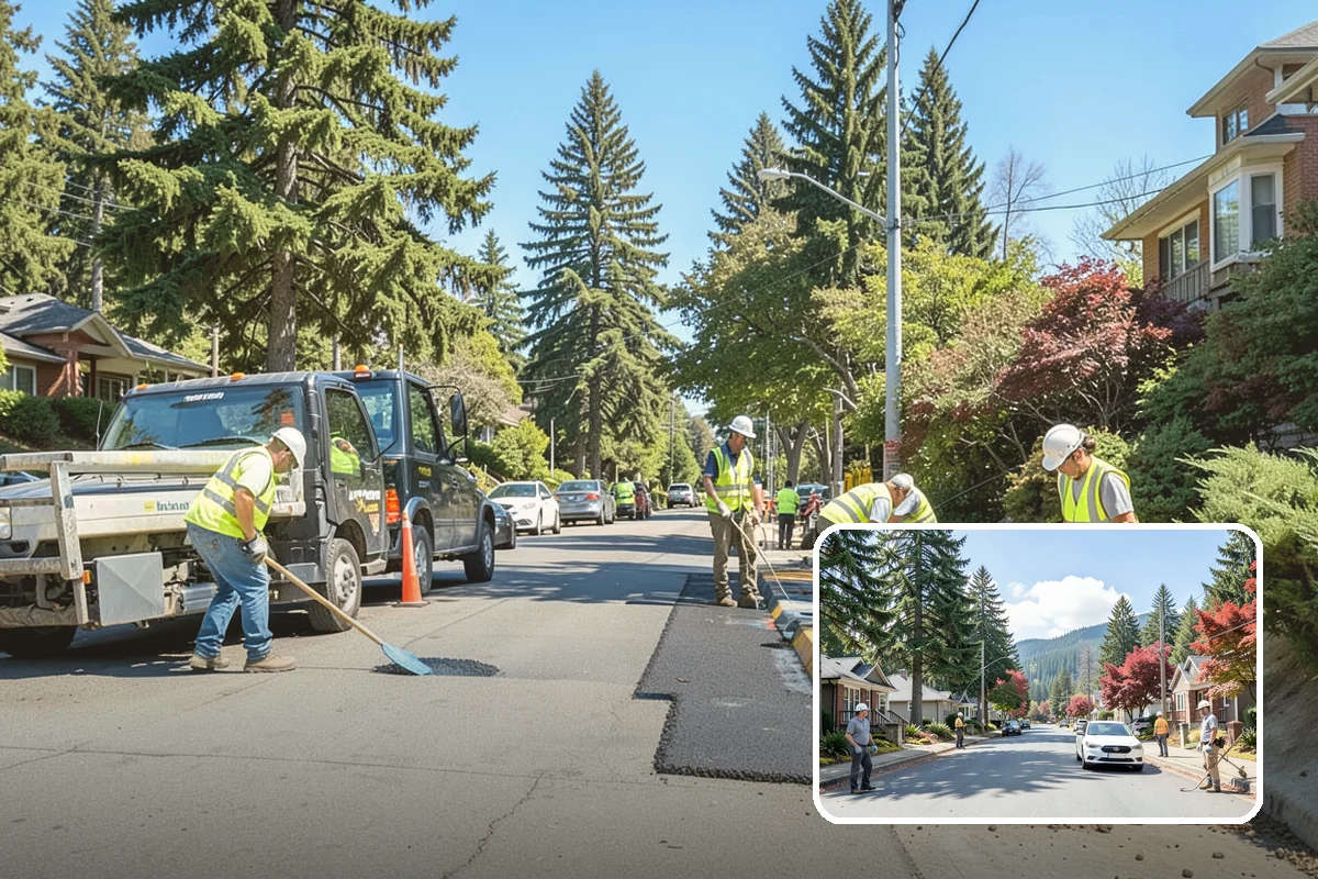 Parking Lot Paving in Hunts Point, King County, WA - Engineered section sized to actual lot traffic