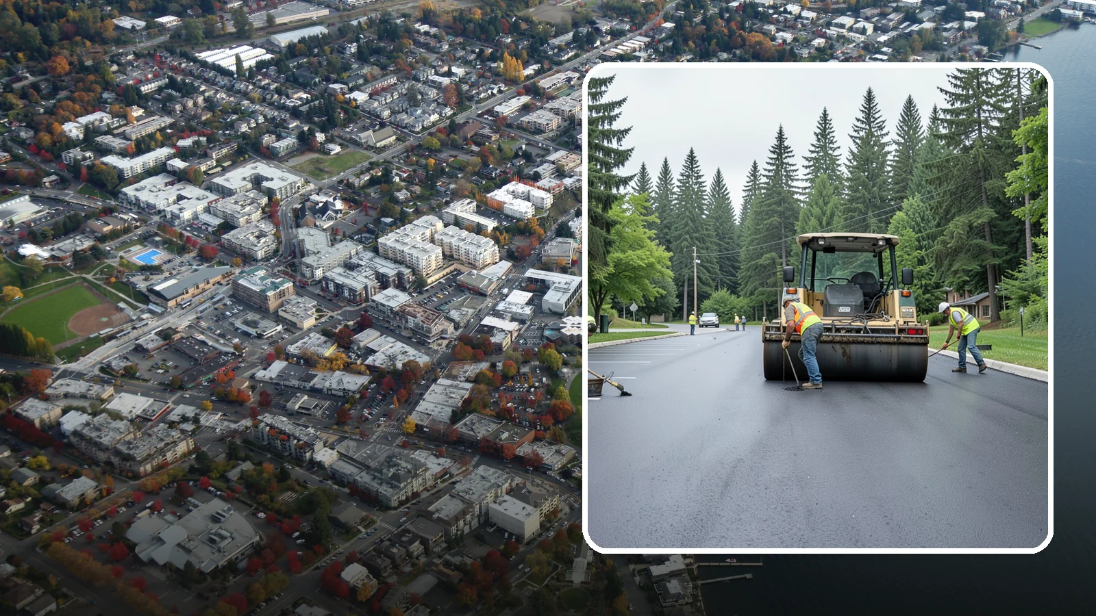 Parking Lot Paving in Kirkland, King County, WA - Full-depth and overlay paving for municipal parking lots at facilities, parks, and transit sites.