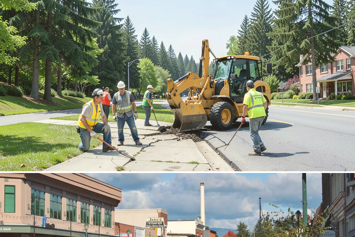 Parking Lot Paving in Monroe, Snohomish County, WA - Lot paving is scheduled in summer to secure the dry, warm weather that quality compaction requires.