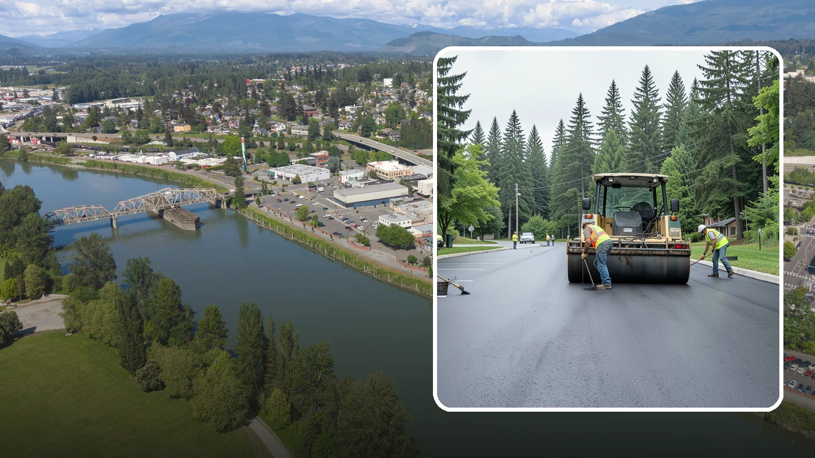 Parking Lot Paving in Mount Vernon, Skagit County, WA - Full-depth and overlay paving for municipal parking lots at facilities, parks, and transit sites.