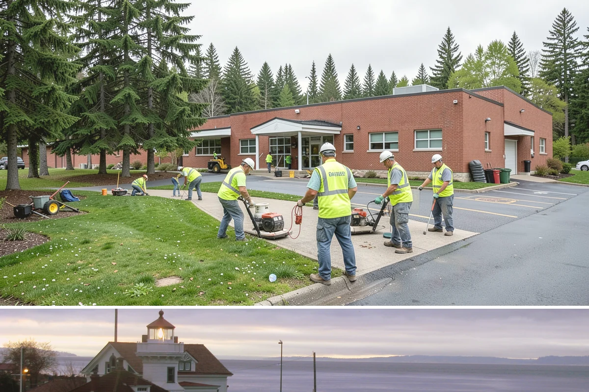Parking Lot Paving in Mukilteo, Snohomish County, WA - Lot paving is scheduled in summer to secure the dry, warm weather that quality compaction requires.