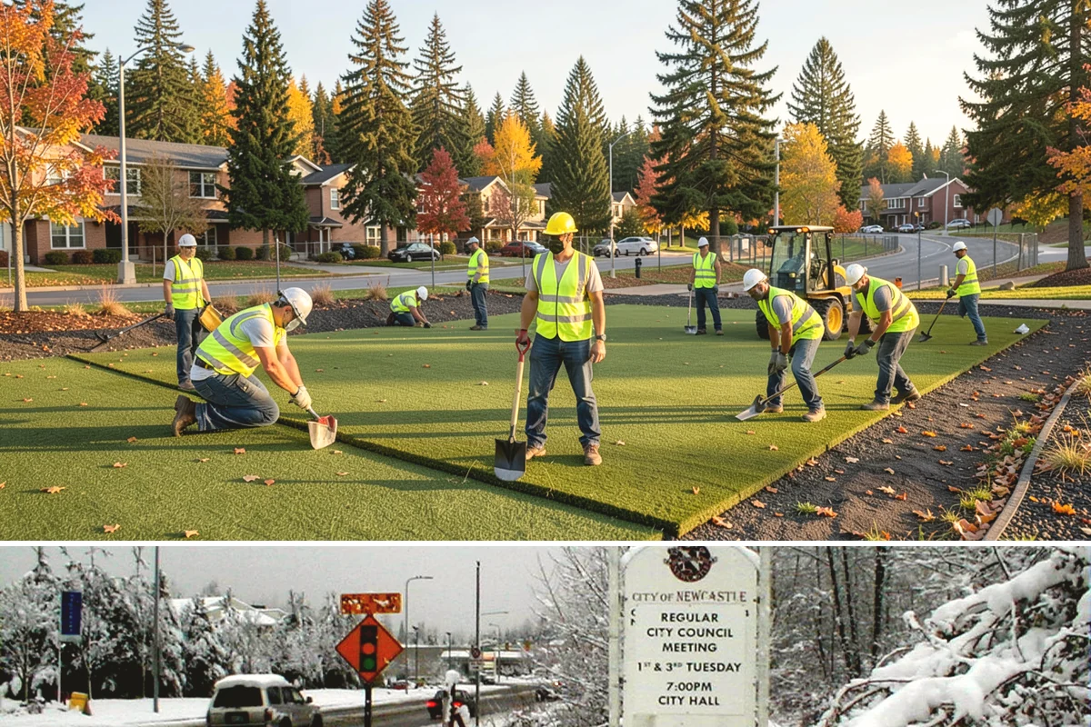 Parking Lot Paving in Newcastle, King County, WA - Lot paving is scheduled in summer to secure the dry, warm weather that quality compaction requires.