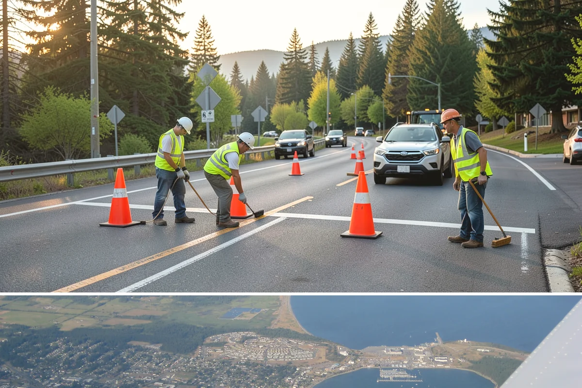 Parking Lot Paving in Oak Harbor, Island County, WA - Lot paving is scheduled in summer to secure the dry, warm weather that quality compaction requires.