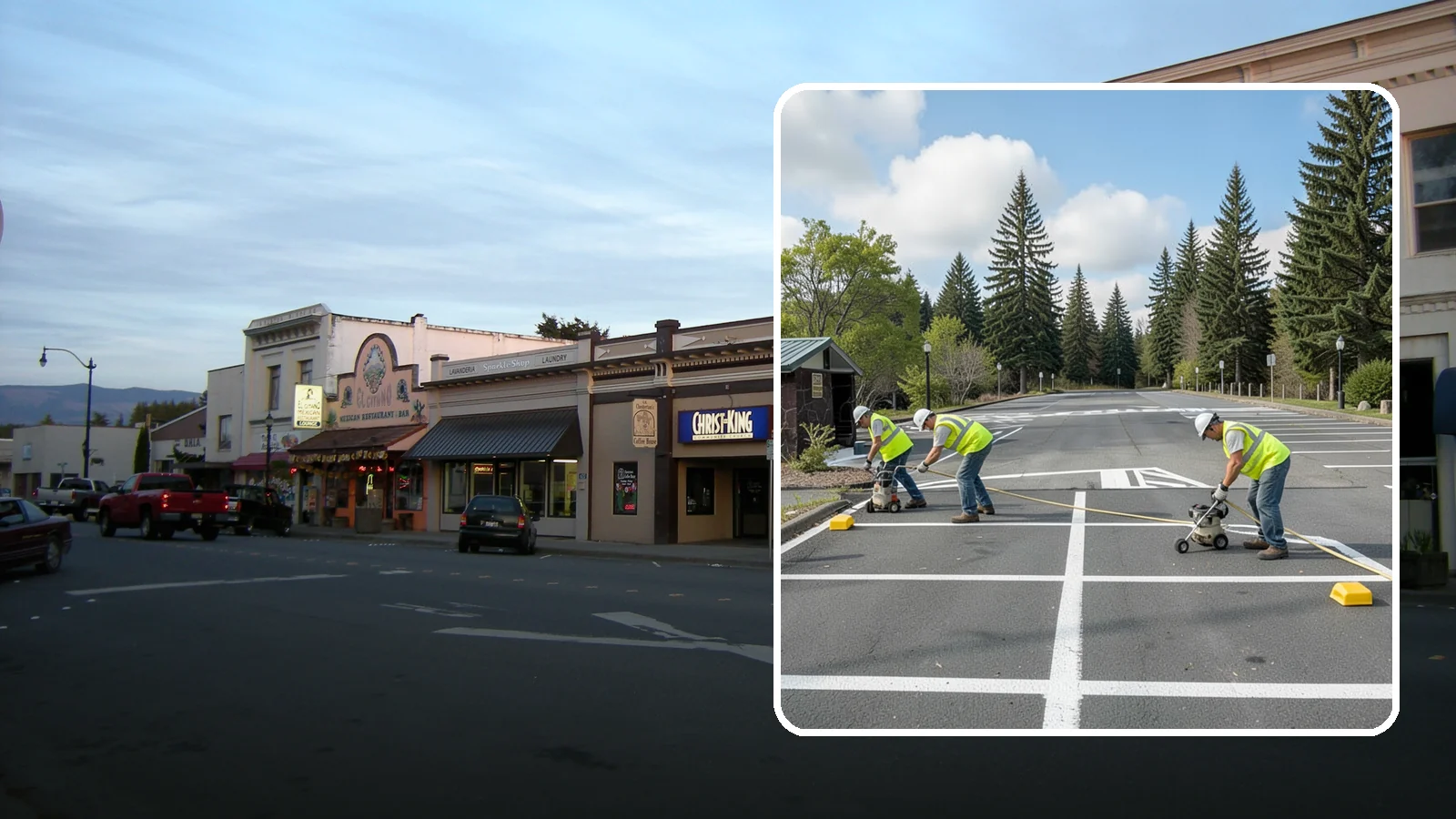 Parking Lot Restriping in Burlington, Skagit County, WA - Restriping refreshes faded stalls and layouts in municipal and agency parking lots.