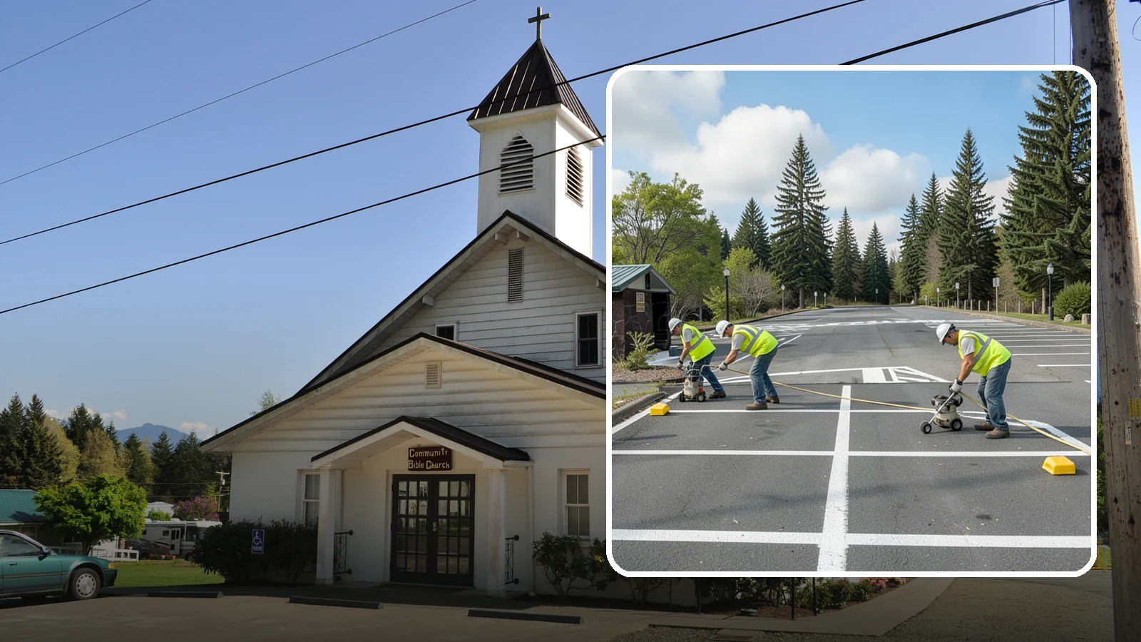 Parking Lot Restriping in Concrete, Skagit County, WA - Restriping refreshes faded stalls and layouts in municipal and agency parking lots.