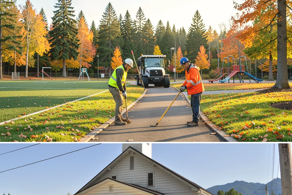 Parking Lot Restriping in Concrete, Skagit County, WA - Dry summer weather delivers the best adhesion and lets crews close sections of lot with minimal disruption.