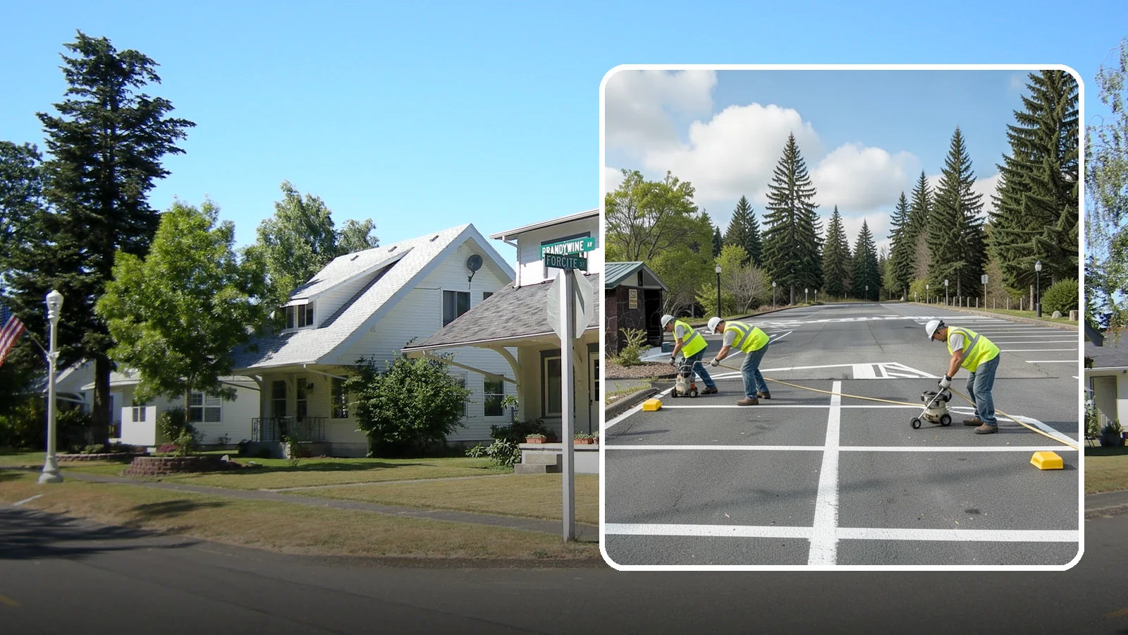 Parking Lot Restriping in DuPont, Pierce County, WA - Restriping refreshes faded stalls and layouts in municipal and agency parking lots.