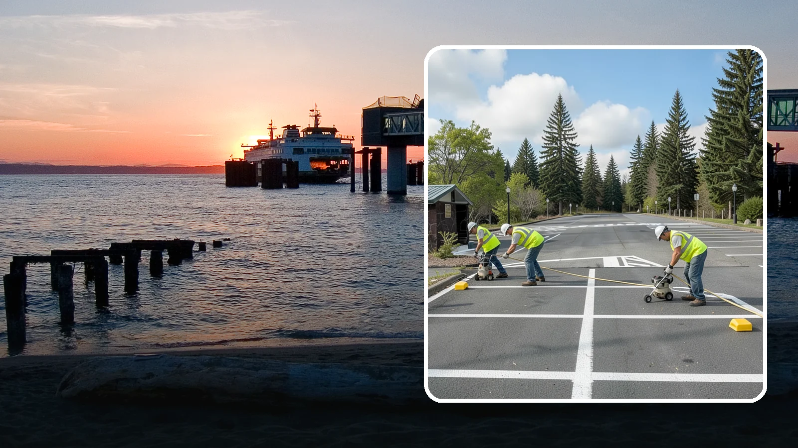 Parking Lot Restriping in Edmonds, Snohomish County, WA - Restriping refreshes faded stalls and layouts in municipal and agency parking lots.