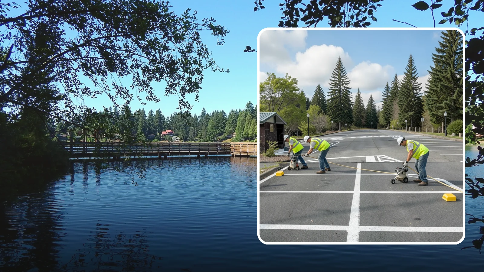 Parking Lot Restriping in Federal Way, King County, WA - Restriping refreshes faded stalls and layouts in municipal and agency parking lots.