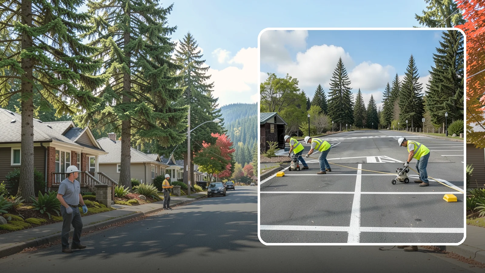 Parking Lot Restriping in Hunts Point, King County, WA - Restriping refreshes faded stalls and layouts in municipal and agency parking lots.