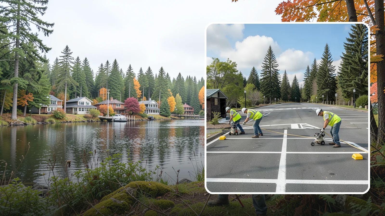 Parking Lot Restriping in La Conner, Skagit County, WA - Restriping refreshes faded stalls and layouts in municipal and agency parking lots.