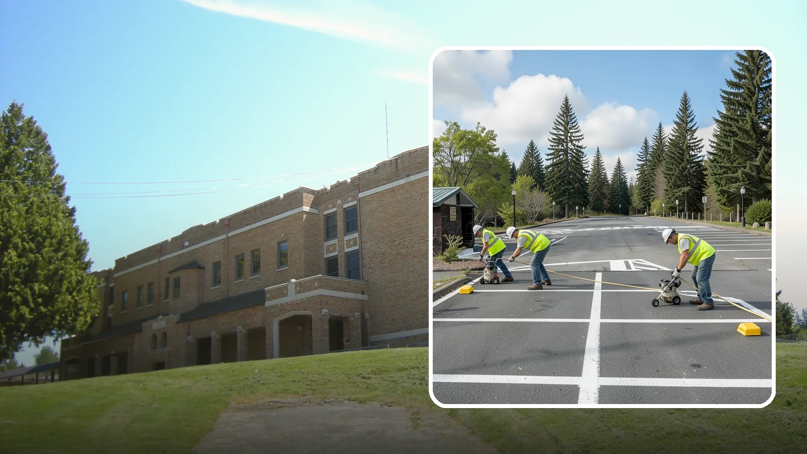 Parking Lot Restriping in Maple Valley, King County, WA - Restriping refreshes faded stalls and layouts in municipal and agency parking lots.