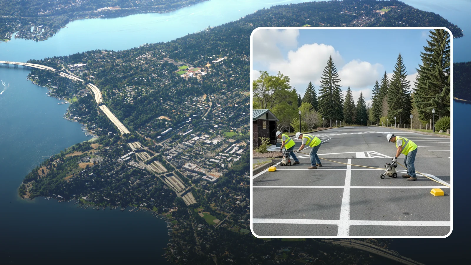 Parking Lot Restriping in Mercer Island, King County, WA - Restriping refreshes faded stalls and layouts in municipal and agency parking lots.