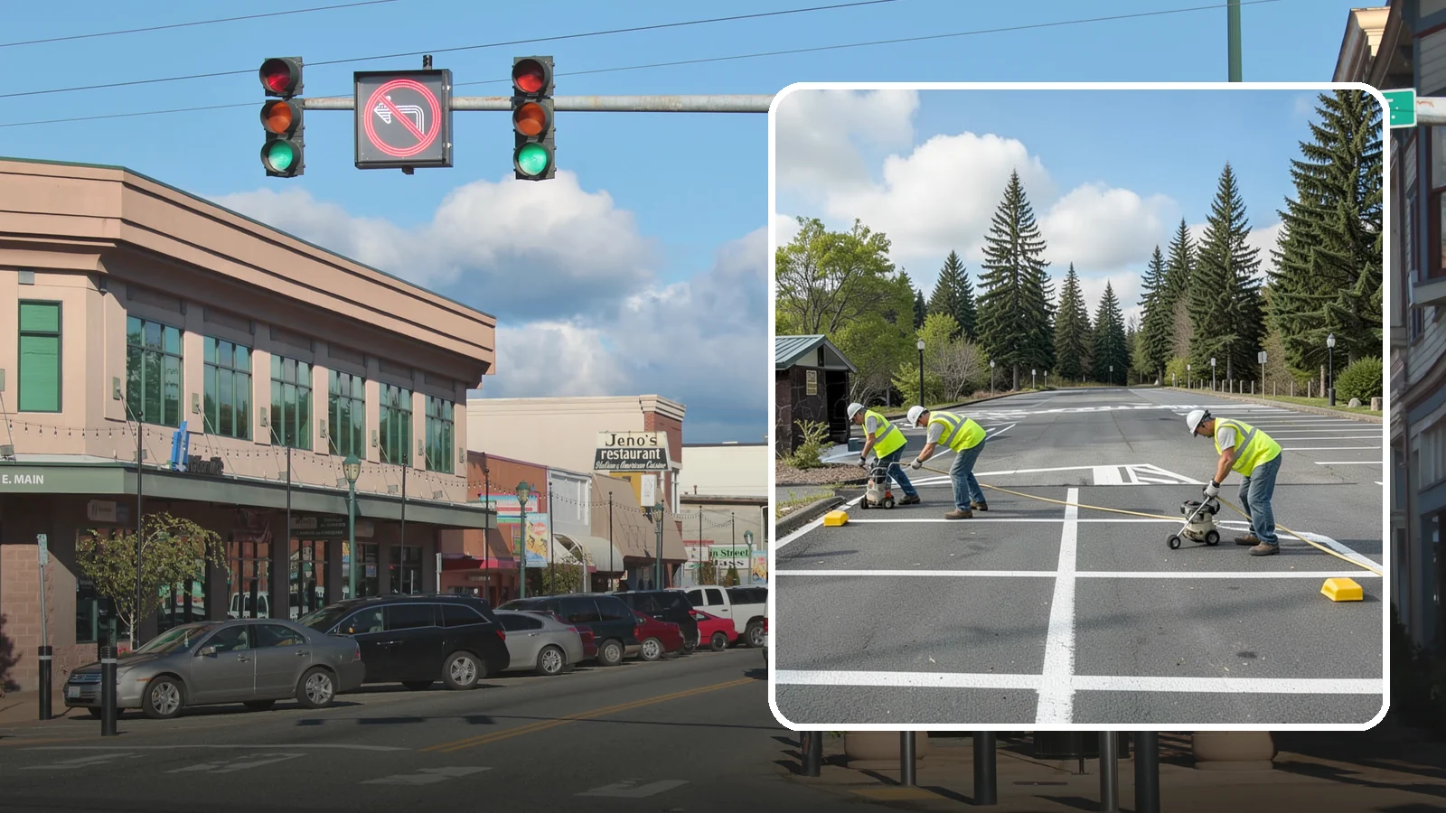 Parking Lot Restriping in Monroe, Snohomish County, WA - Restriping refreshes faded stalls and layouts in municipal and agency parking lots.