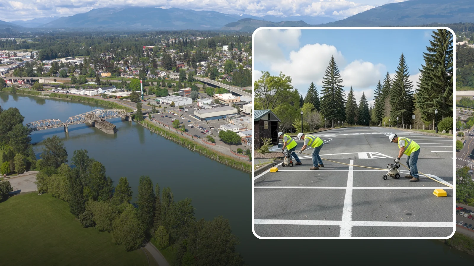 Parking Lot Restriping in Mount Vernon, Skagit County, WA - Restriping refreshes faded stalls and layouts in municipal and agency parking lots.
