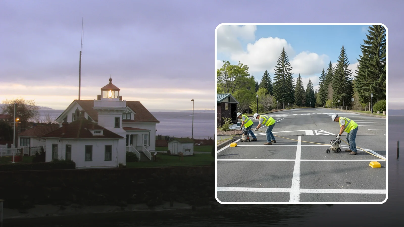 Parking Lot Restriping in Mukilteo, Snohomish County, WA - Restriping refreshes faded stalls and layouts in municipal and agency parking lots.