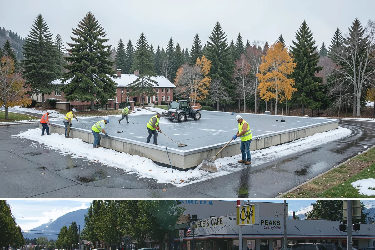 Parking Lot Restriping in North Bend, King County, WA - Dry summer weather delivers the best adhesion and lets crews close sections of lot with minimal disruption.