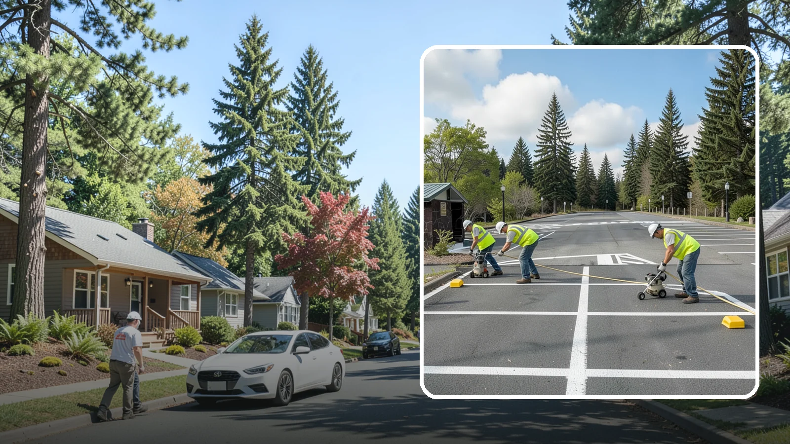 Parking Lot Restriping in Orting, Pierce County, WA - Restriping refreshes faded stalls and layouts in municipal and agency parking lots.