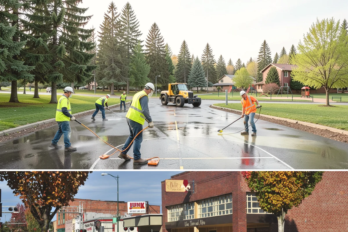 Parking Lot Restriping in Puyallup, Pierce County, WA - Dry summer weather delivers the best adhesion and lets crews close sections of lot with minimal disruption.