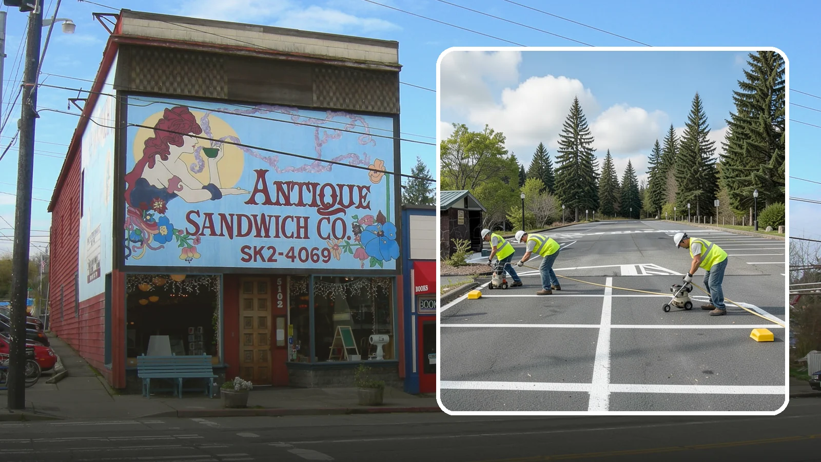 Parking Lot Restriping in Ruston, Pierce County, WA - Restriping refreshes faded stalls and layouts in municipal and agency parking lots.