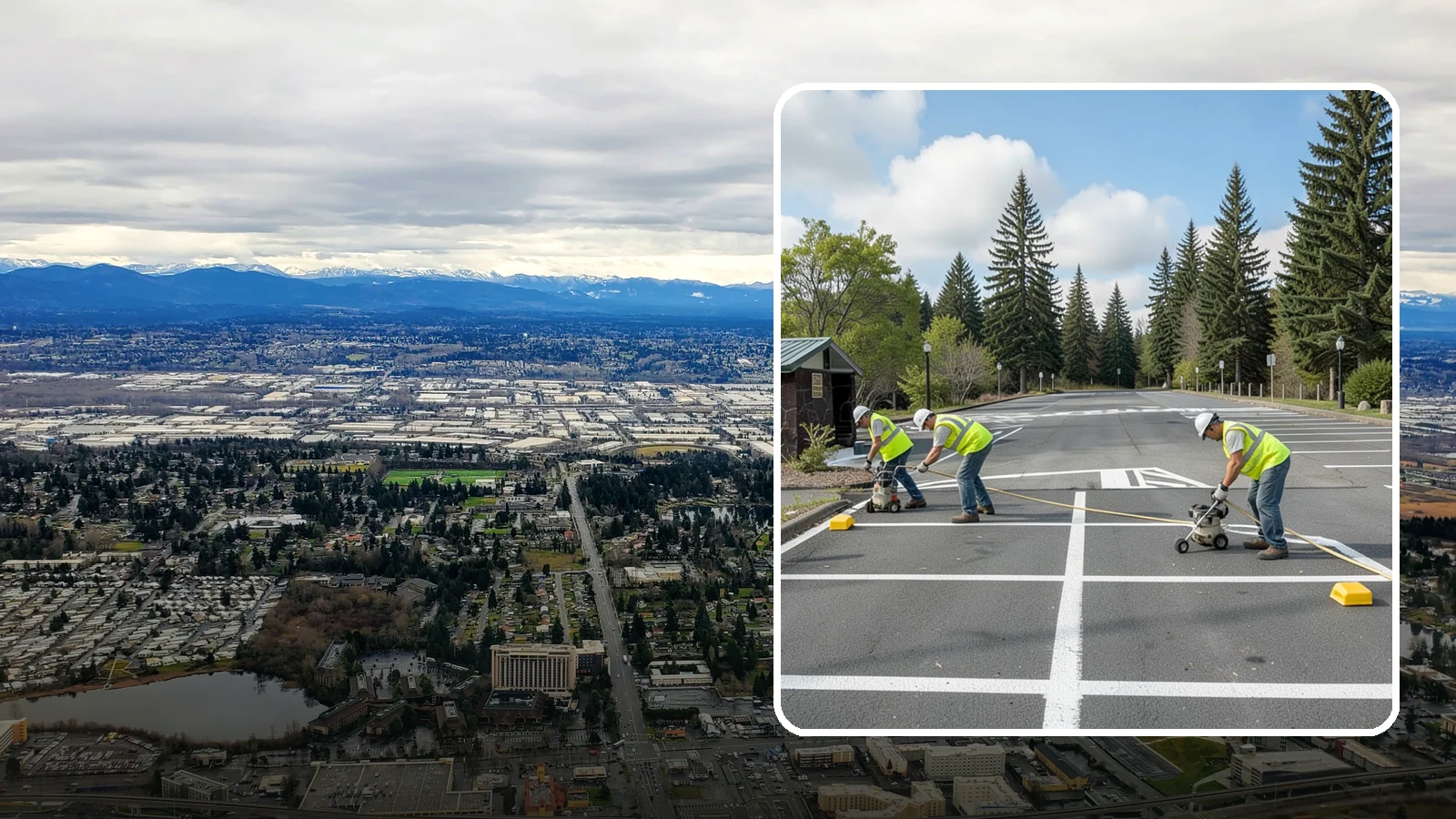 Parking Lot Restriping in SeaTac, King County, WA - Restriping refreshes faded stalls and layouts in municipal and agency parking lots.