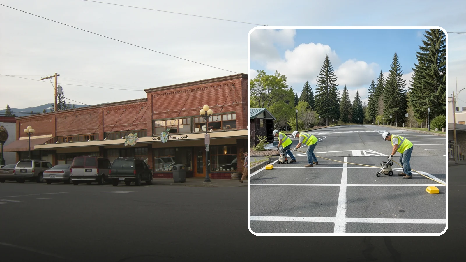 Parking Lot Restriping in Sedro-Woolley, Skagit County, WA - Restriping refreshes faded stalls and layouts in municipal and agency parking lots.