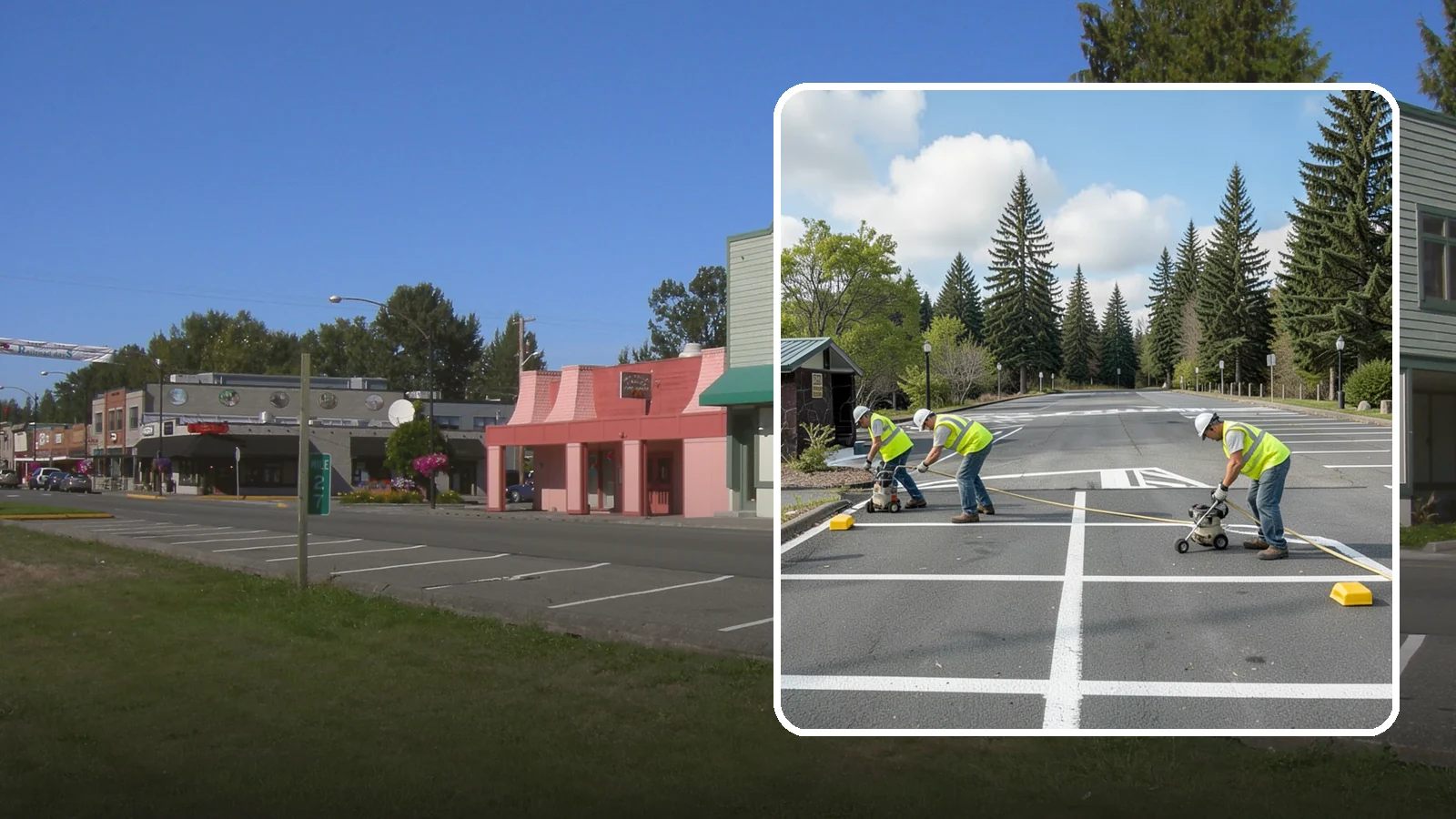 Parking Lot Restriping in Snoqualmie, King County, WA - Restriping refreshes faded stalls and layouts in municipal and agency parking lots.