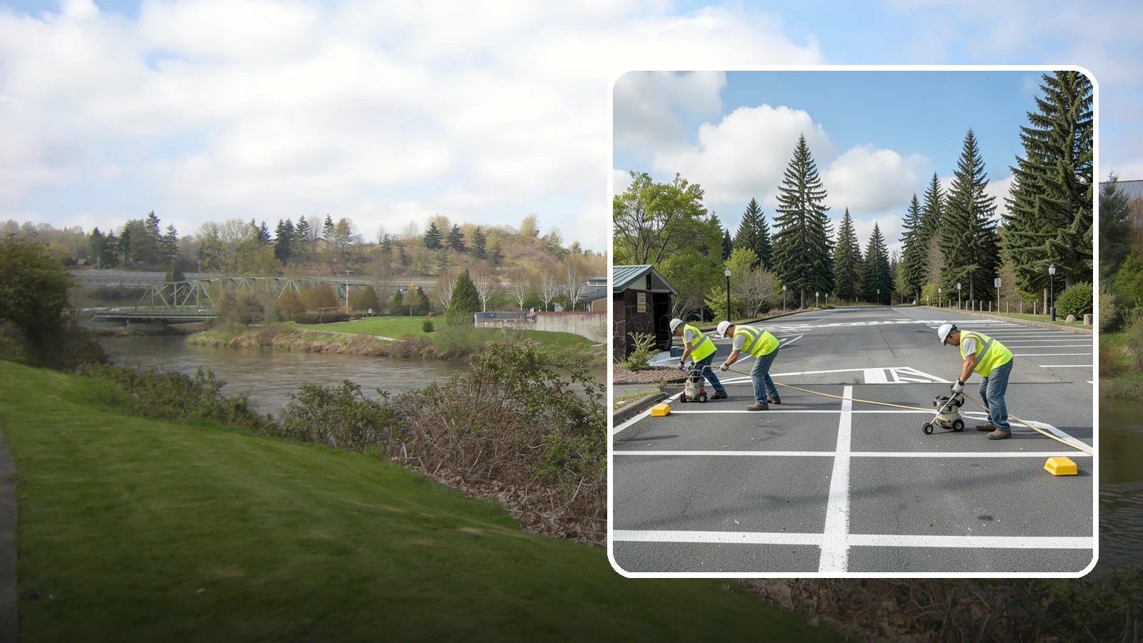 Parking Lot Restriping in Tukwila, King County, WA - Restriping refreshes faded stalls and layouts in municipal and agency parking lots.