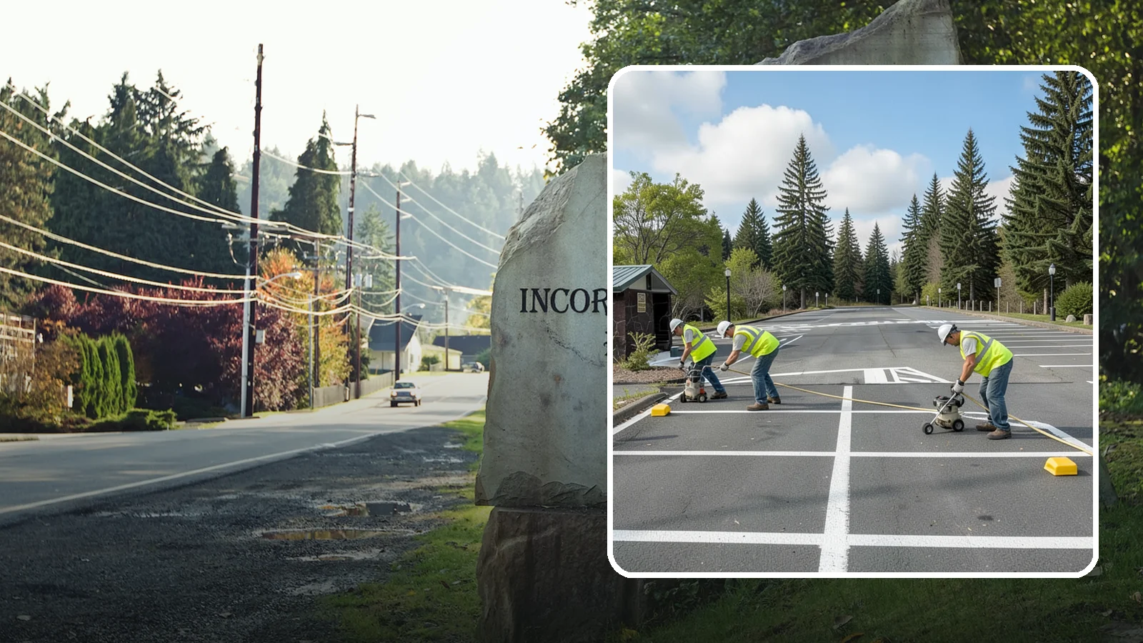 Parking Lot Restriping in Wilkeson, Pierce County, WA - Restriping refreshes faded stalls and layouts in municipal and agency parking lots.