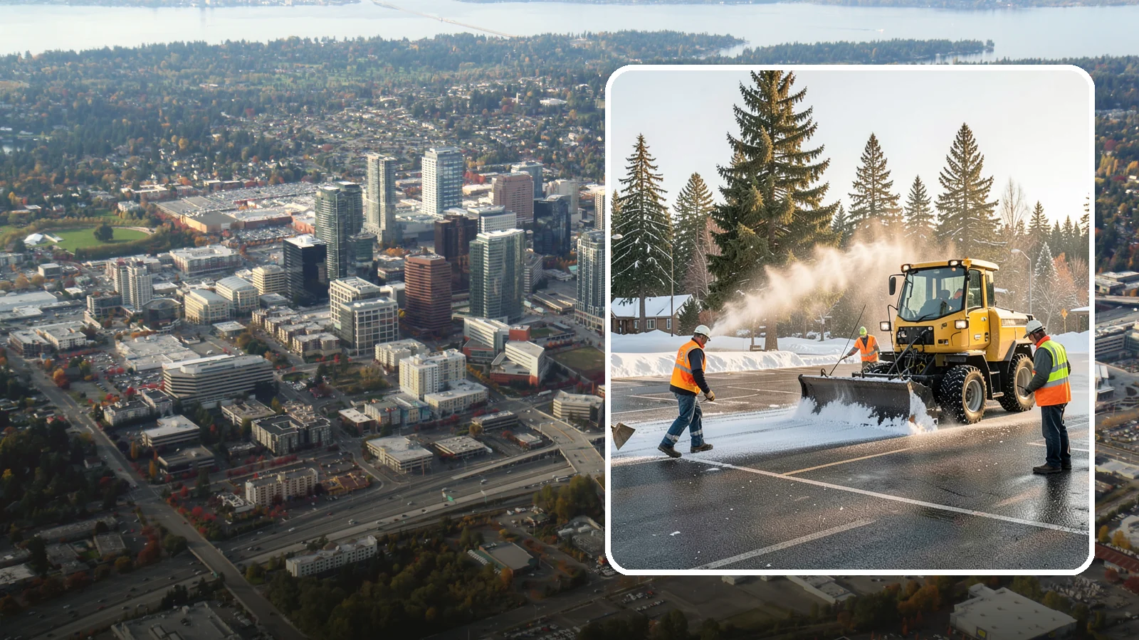 Parking Lot Snow Removal in Bellevue, King County, WA - Plow and clear public parking lots and facility lots to keep them open and safe during winter weather.