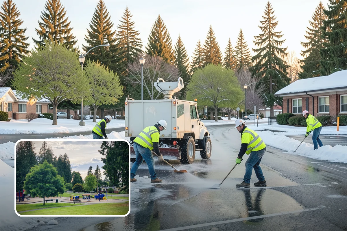 Parking Lot Snow Removal in Bonney Lake, Pierce County, WA - Prioritizes ADA stalls and access aisles for compliance