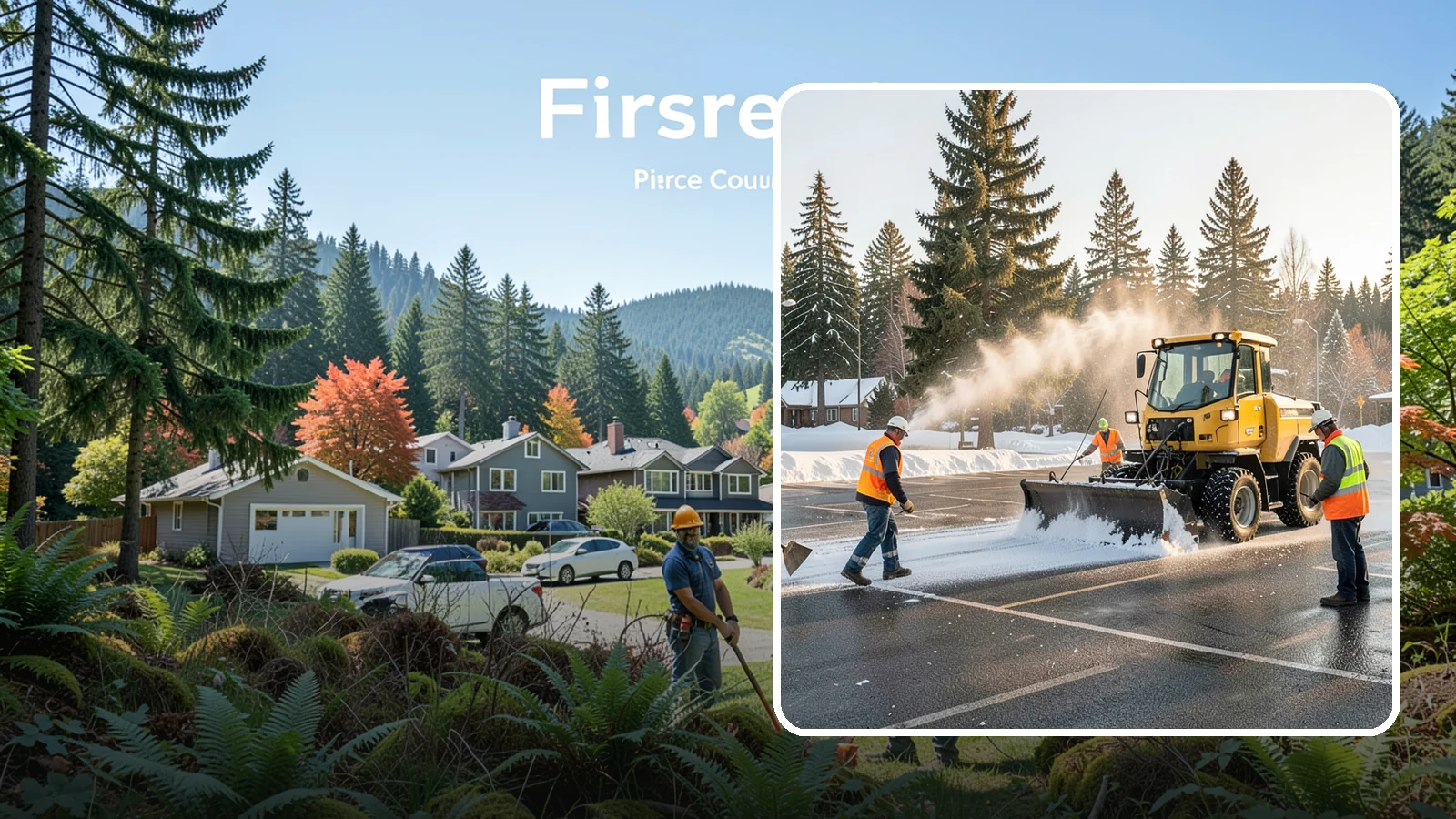 Parking Lot Snow Removal in Fircrest, Pierce County, WA - Plow and clear public parking lots and facility lots to keep them open and safe during winter weather.