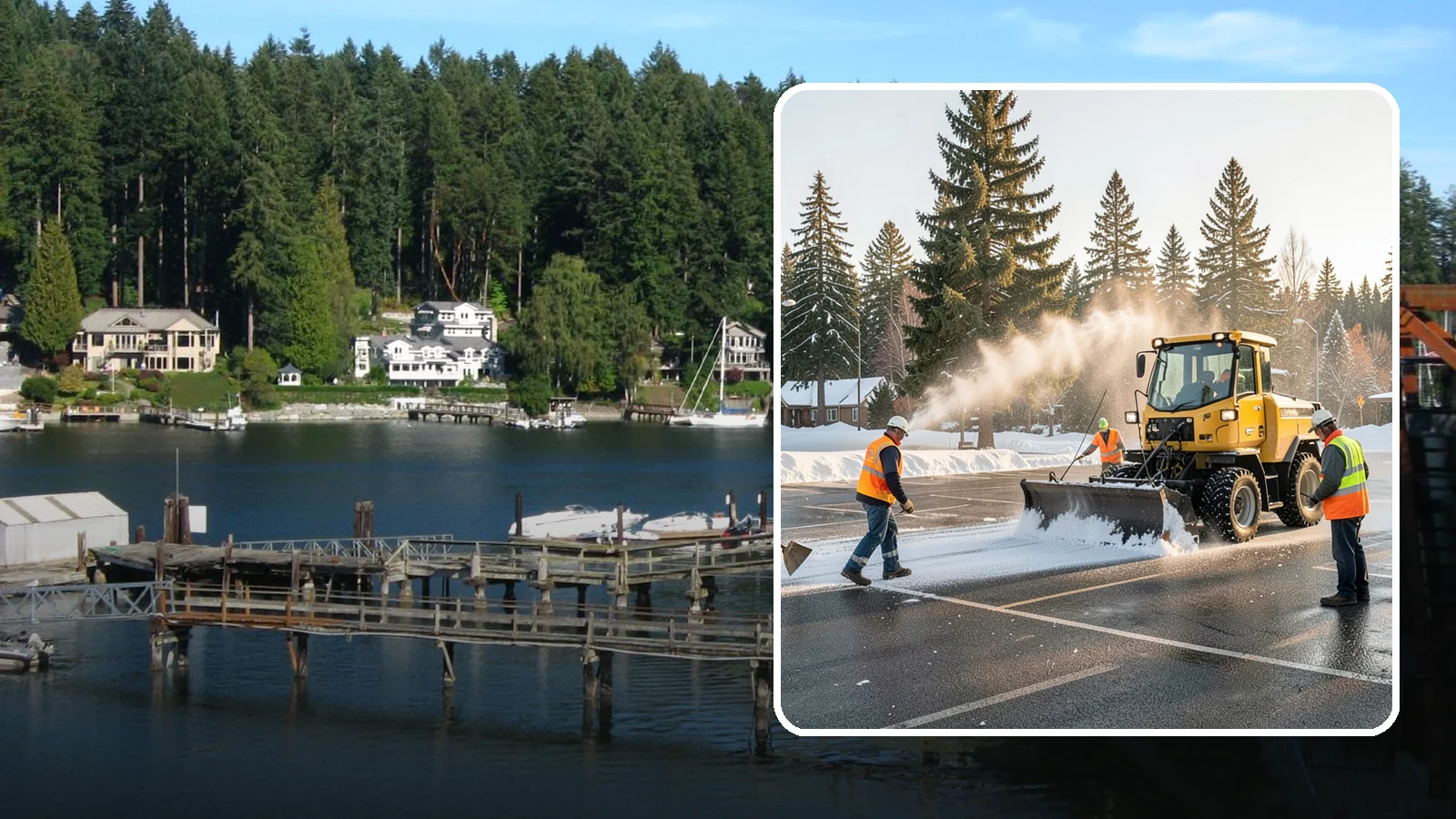 Parking Lot Snow Removal in Gig Harbor, Pierce County, WA - Plow and clear public parking lots and facility lots to keep them open and safe during winter weather.