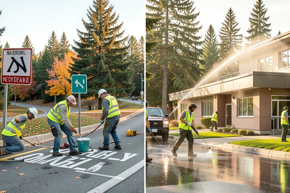 Parking Lot Snow Removal in Gig Harbor, Pierce County, WA - Map lots, ADA stalls, and snow-storage areas with staff