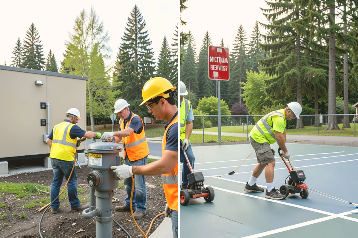 Parking Lot Snow Removal in Kent, King County, WA - Map lots, ADA stalls, and snow-storage areas with staff