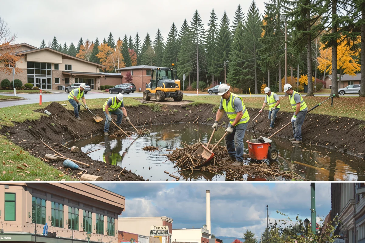 Parking Lot Snow Removal in Monroe, Snohomish County, WA - Lot clearing runs through the winter season, mobilized for each accumulating snow event from November into March.