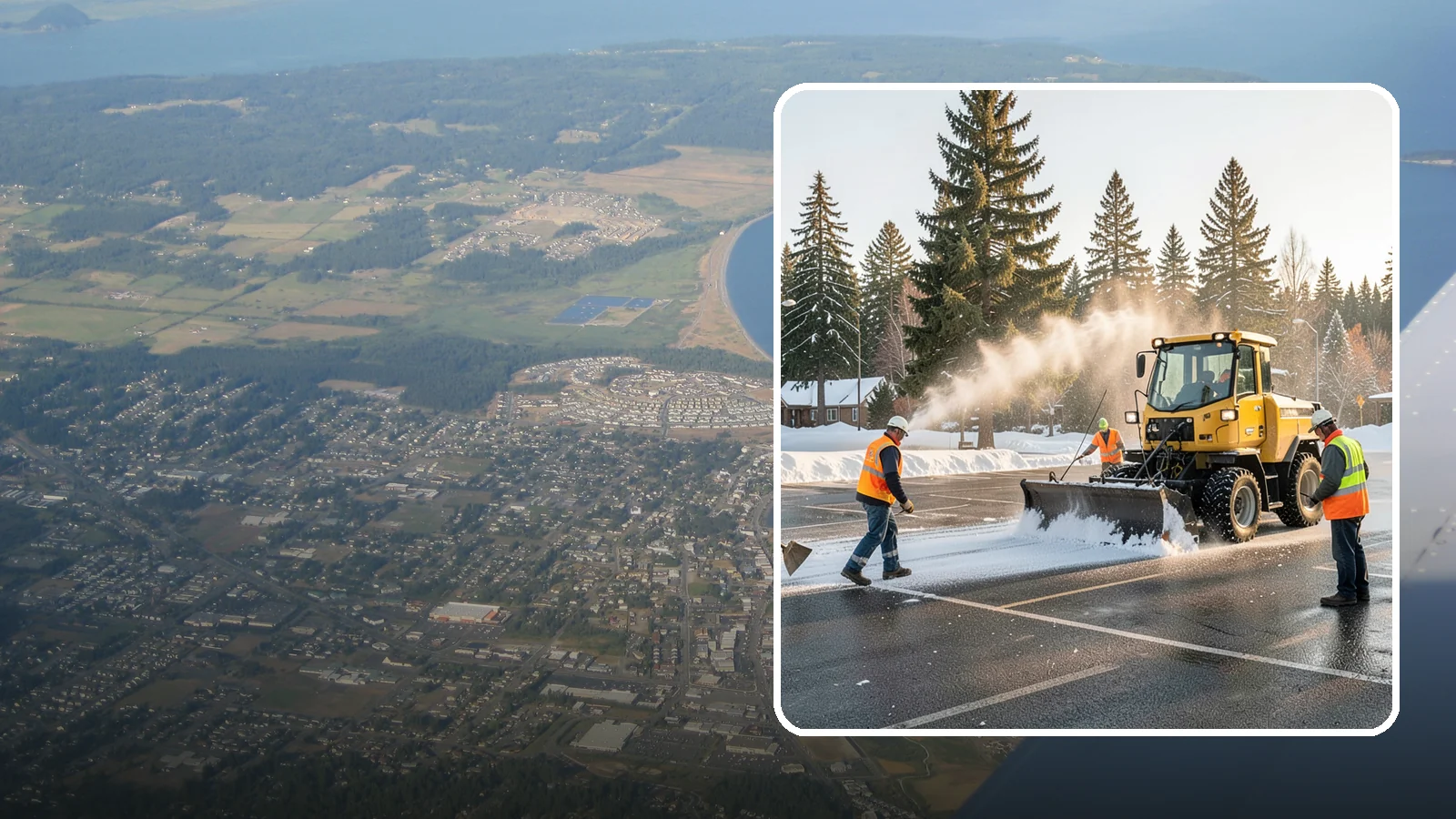 Parking Lot Snow Removal in Oak Harbor, Island County, WA - Plow and clear public parking lots and facility lots to keep them open and safe during winter weather.