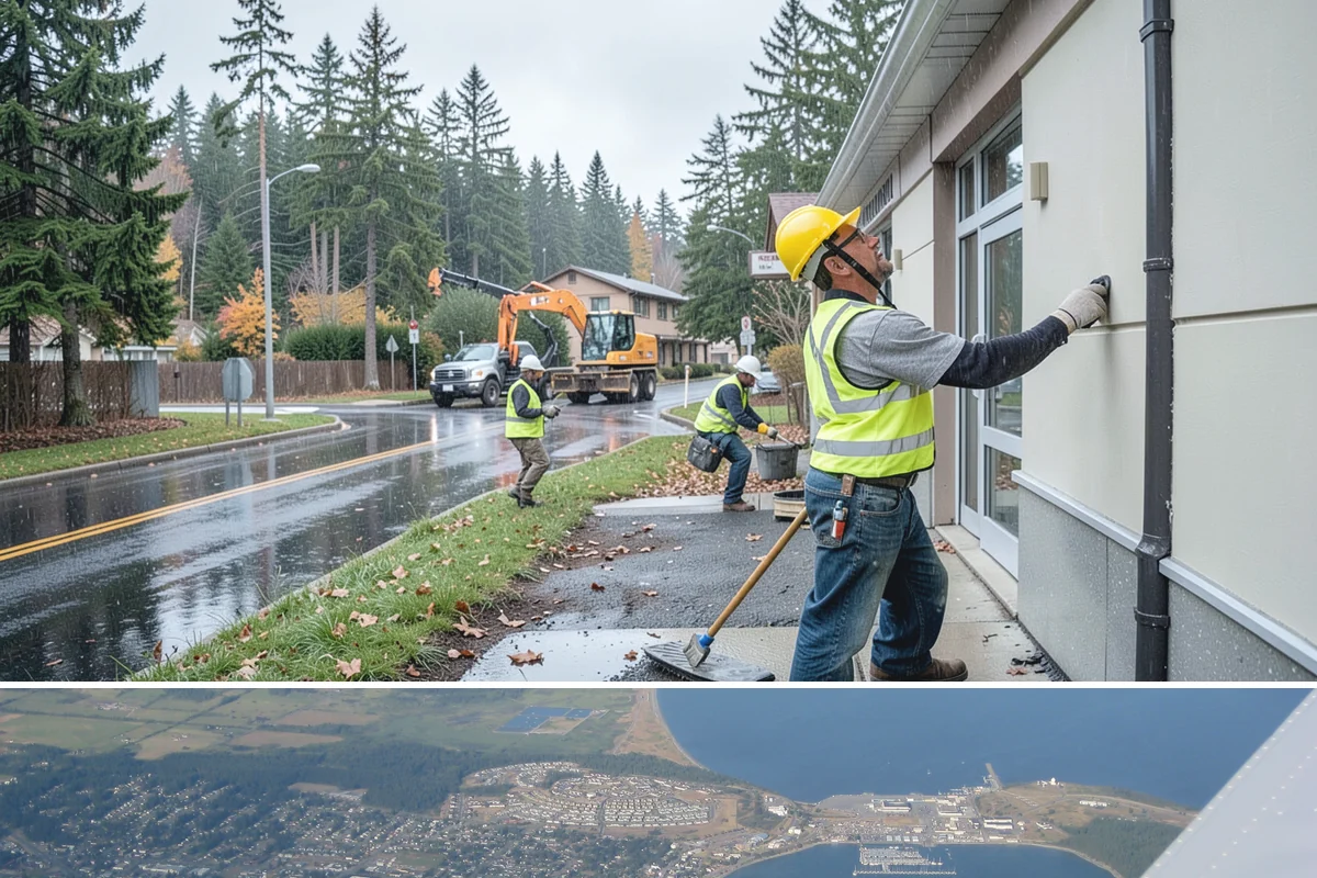 Parking Lot Snow Removal in Oak Harbor, Island County, WA - Lot clearing runs through the winter season, mobilized for each accumulating snow event from November into March.