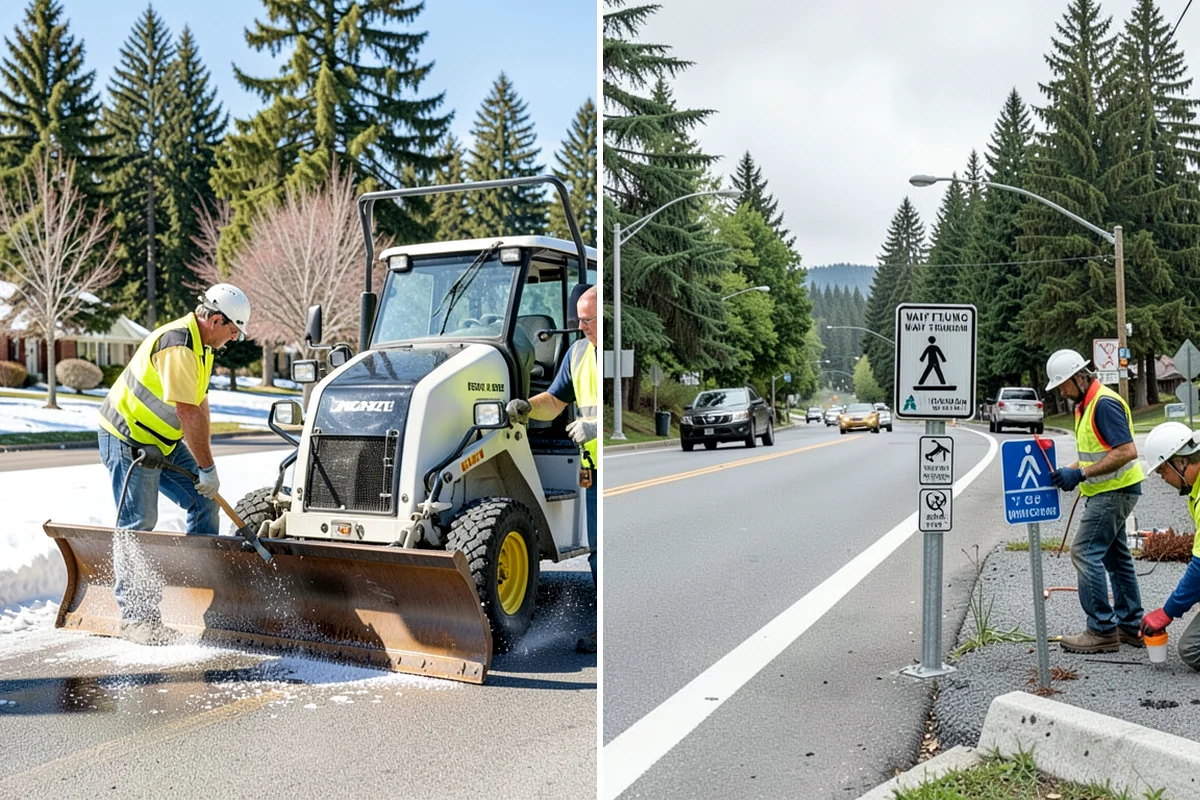 Parking Lot Snow Removal in Pacific, King County, WA - Map lots, ADA stalls, and snow-storage areas with staff