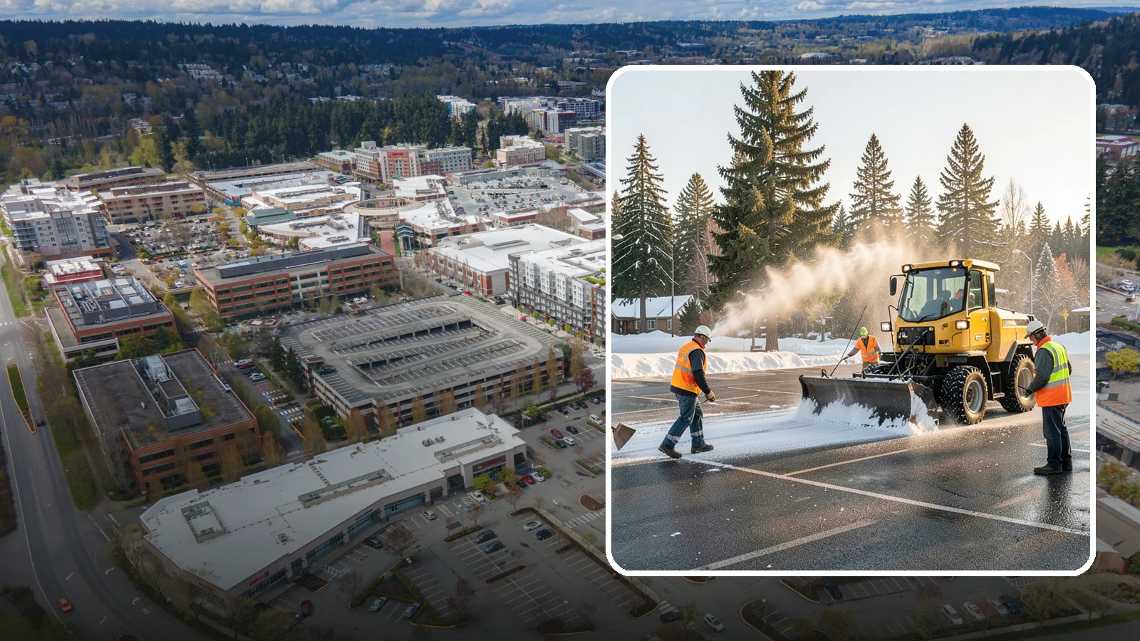 Parking Lot Snow Removal in Redmond, King County, WA - Plow and clear public parking lots and facility lots to keep them open and safe during winter weather.
