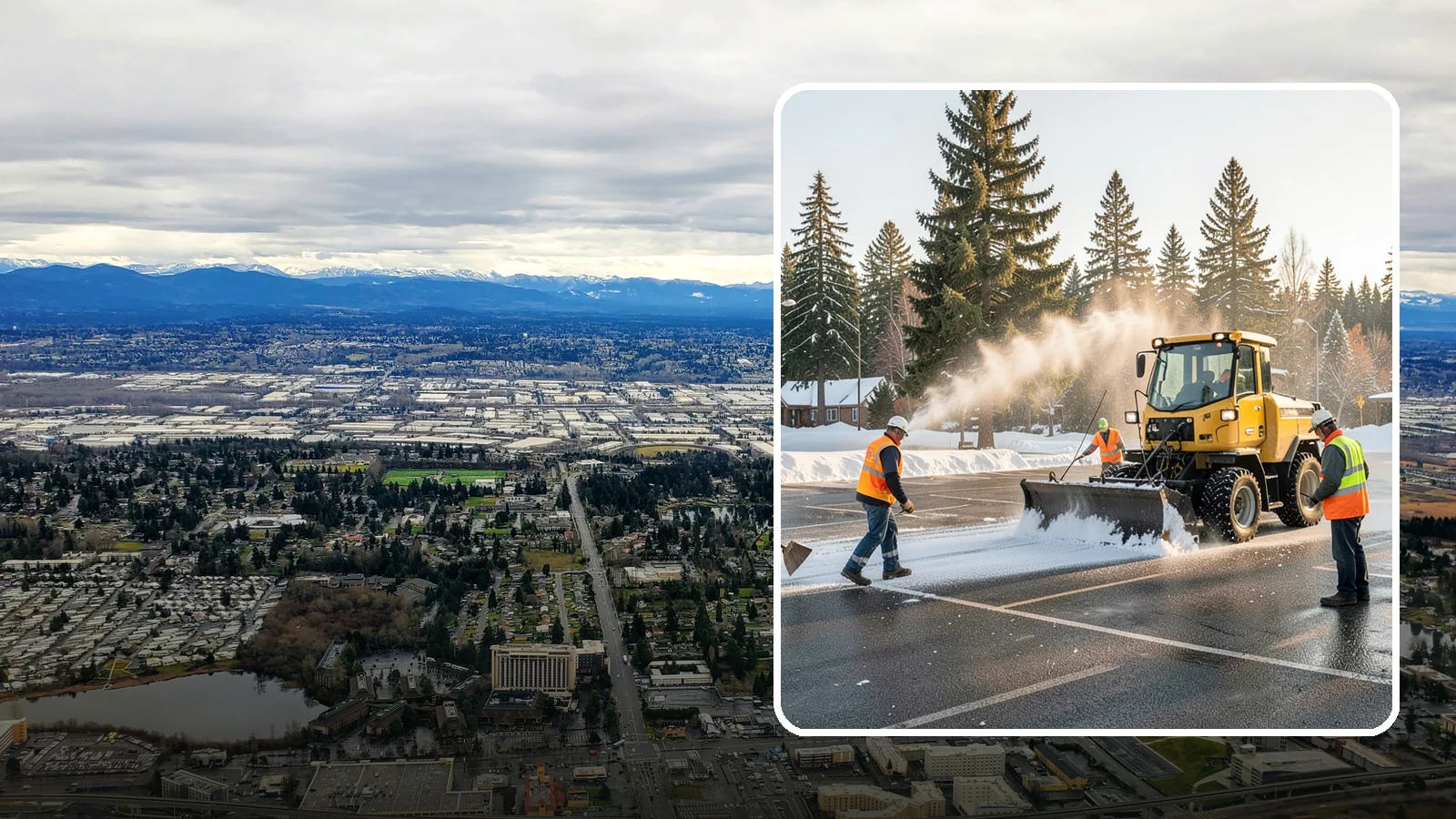 Parking Lot Snow Removal in SeaTac, King County, WA - Plow and clear public parking lots and facility lots to keep them open and safe during winter weather.