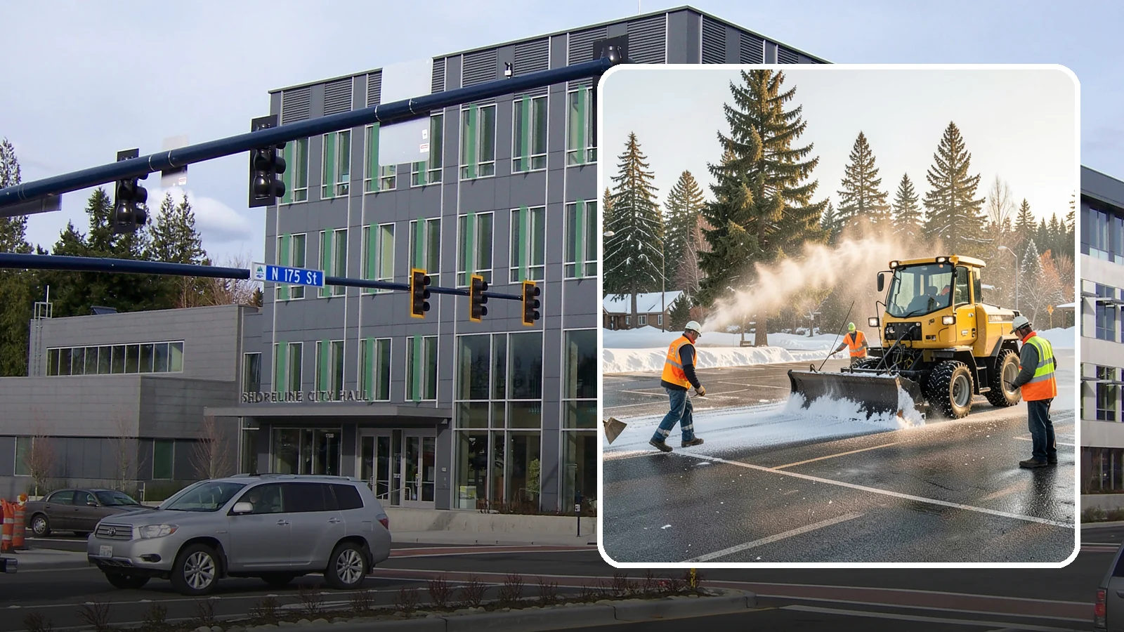 Parking Lot Snow Removal in Shoreline, King County, WA - Plow and clear public parking lots and facility lots to keep them open and safe during winter weather.