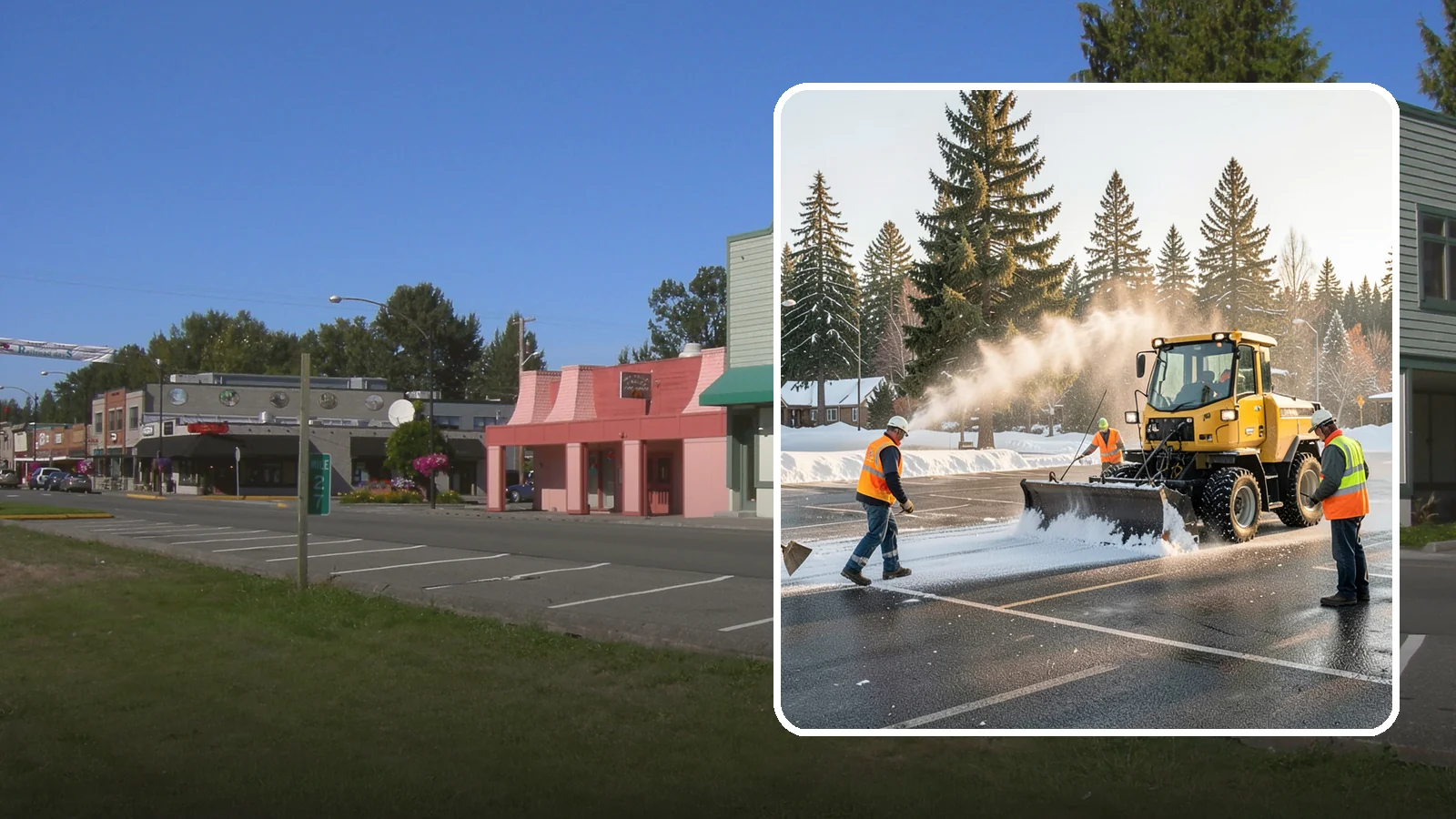 Parking Lot Snow Removal in Snoqualmie, King County, WA - Plow and clear public parking lots and facility lots to keep them open and safe during winter weather.
