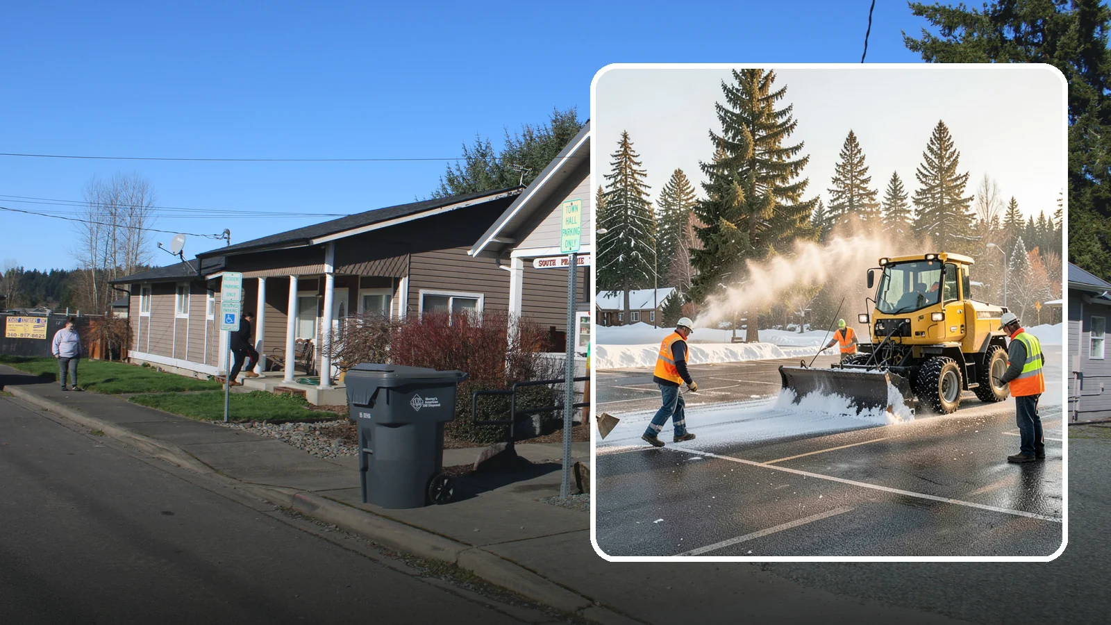 Parking Lot Snow Removal in South Prairie, Pierce County, WA - Plow and clear public parking lots and facility lots to keep them open and safe during winter weather.