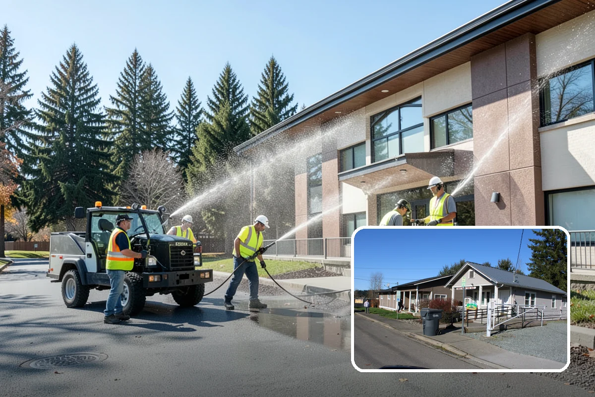 Parking Lot Snow Removal in South Prairie, Pierce County, WA - Prioritizes ADA stalls and access aisles for compliance