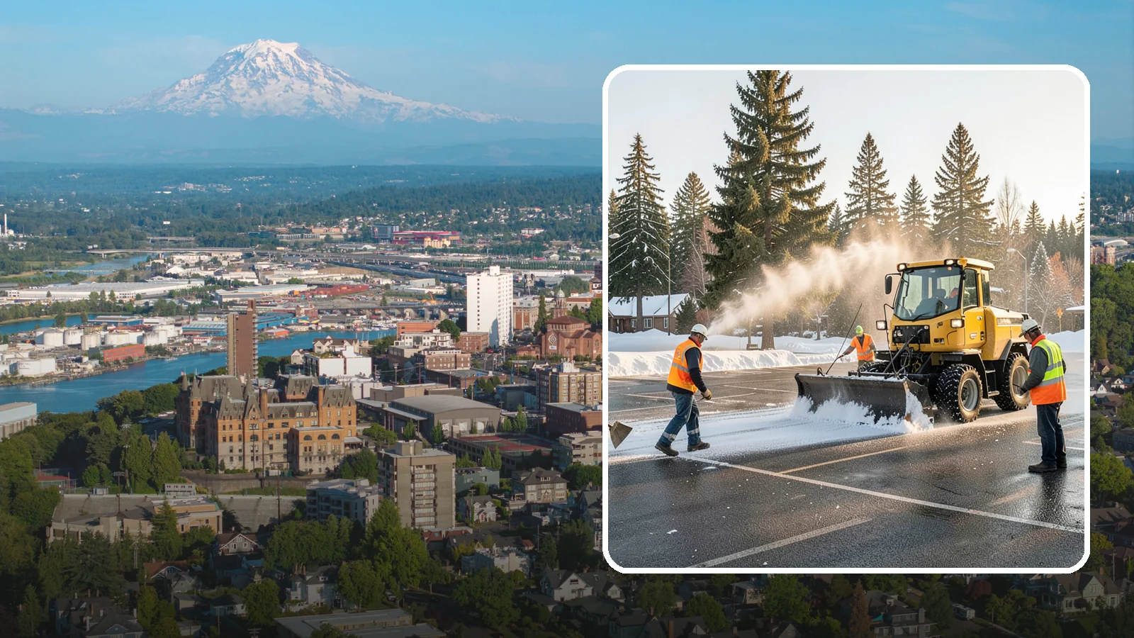 Parking Lot Snow Removal in Tacoma, Pierce County, WA - Plow and clear public parking lots and facility lots to keep them open and safe during winter weather.